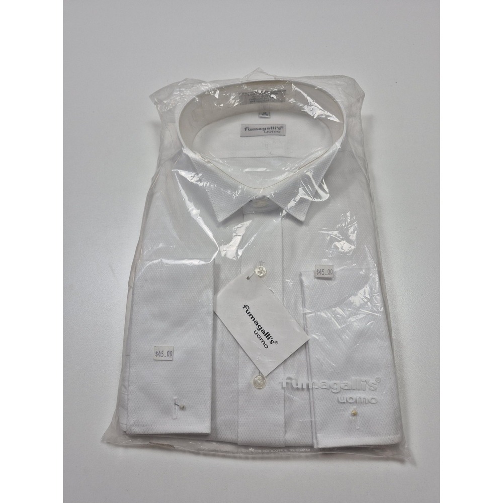 Fumagalli's Dress Shirt Mens 16 32/33 White Cotton Point Collar Long Sleeve